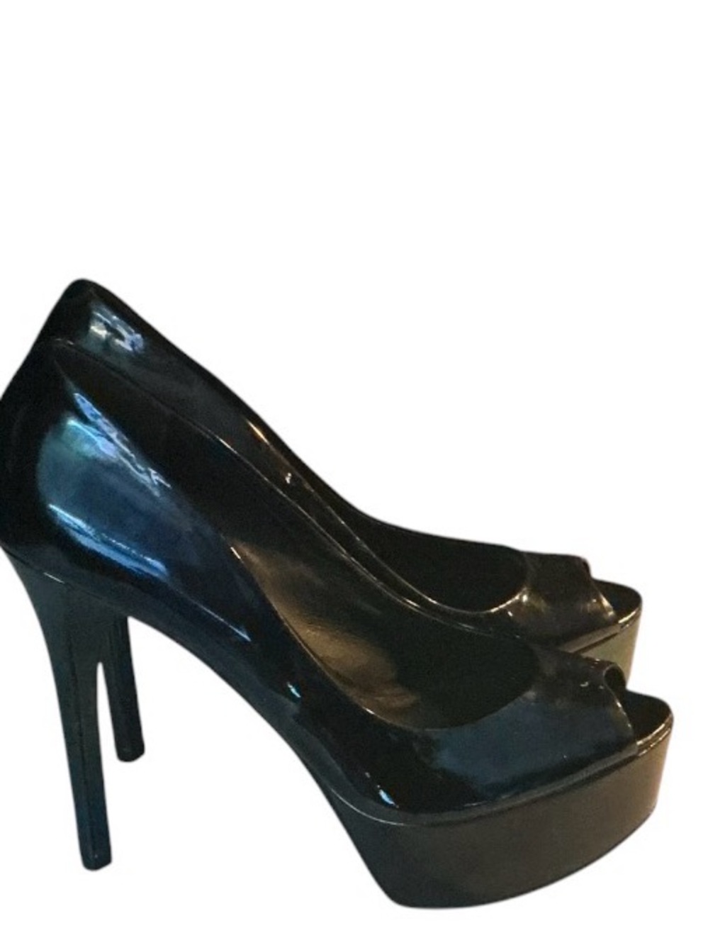 Brian Atwood Black Patent Platform Wedges